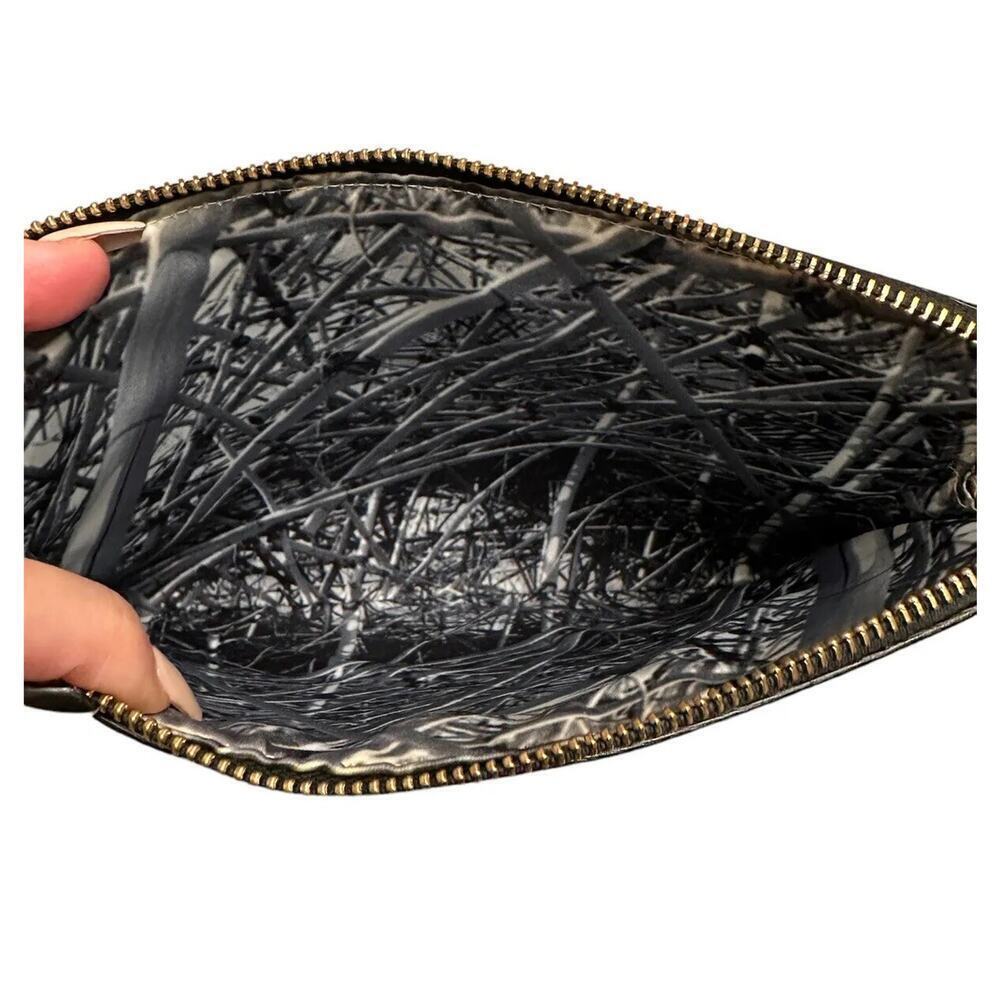 GM2NY Black Brushed Leather Clutch Zipper Closure Lined Get Me 2 New York NWOT - Picture 3 of 7
